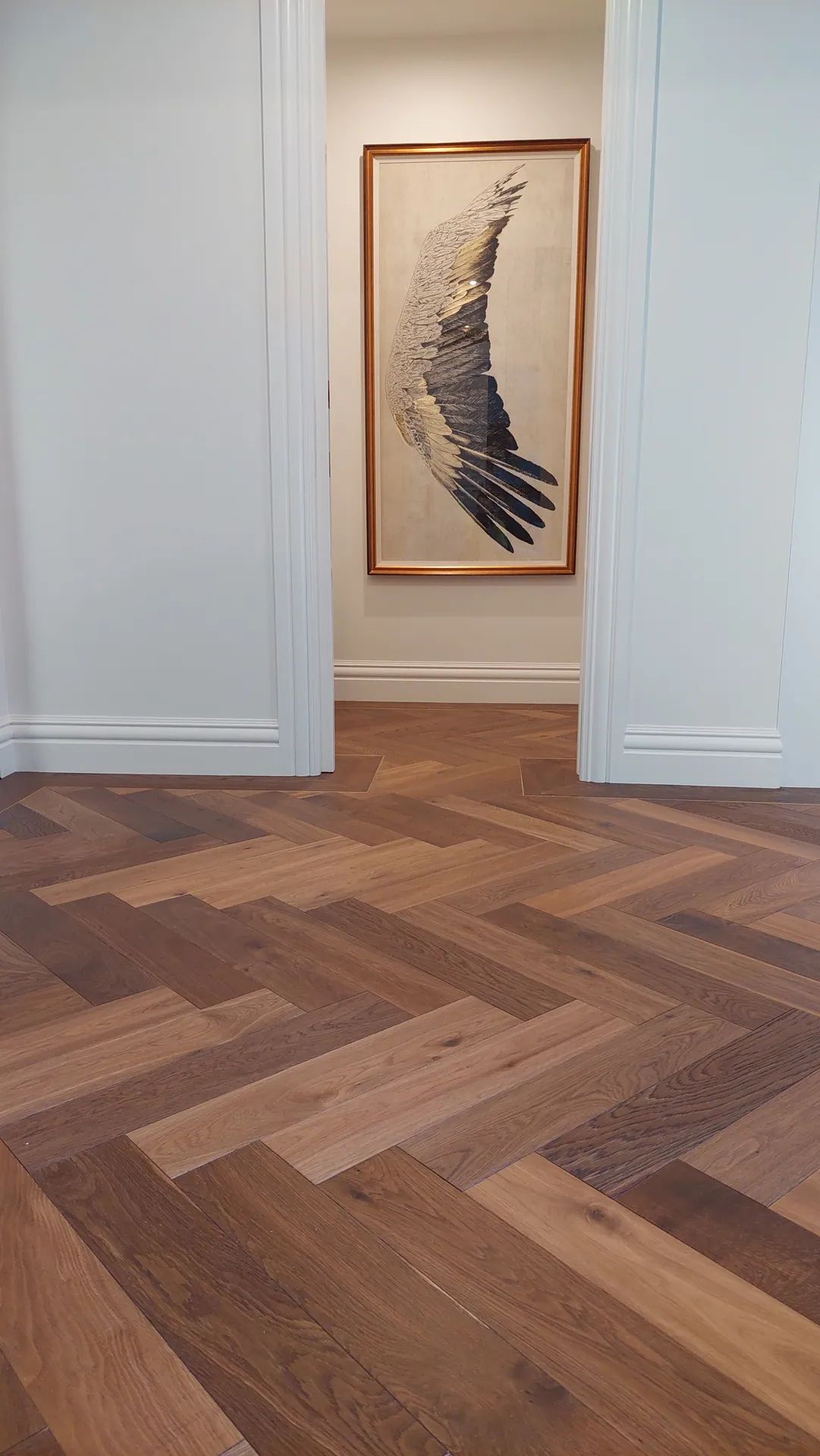 Herringbone outside a doorway.