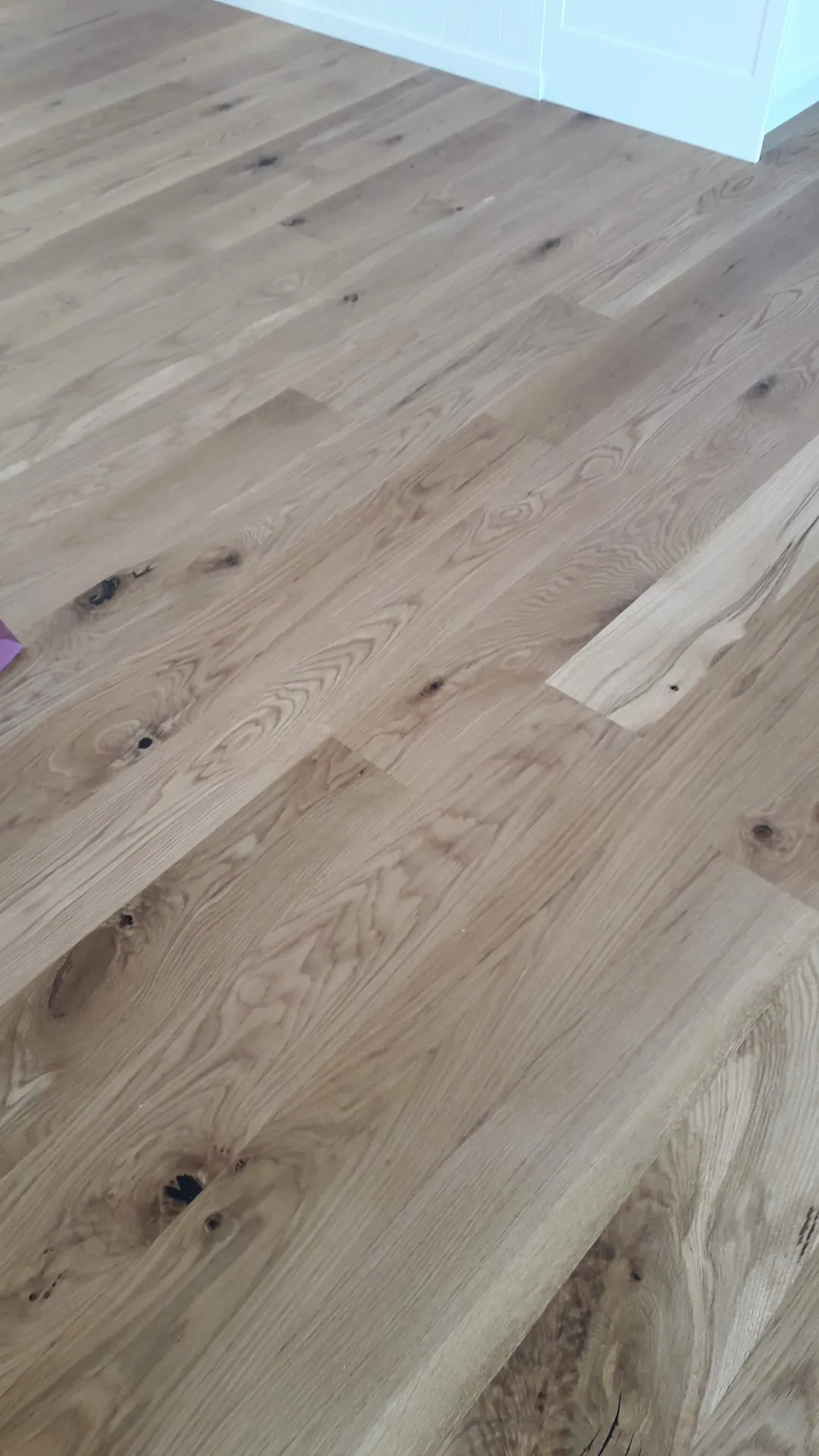 Knotty oak boards up close.